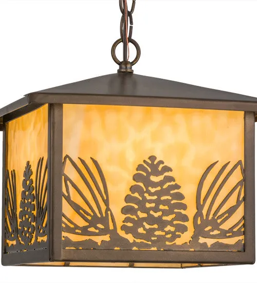 11"Sq Mountain Pine Lantern Rustic Lodge Pendant