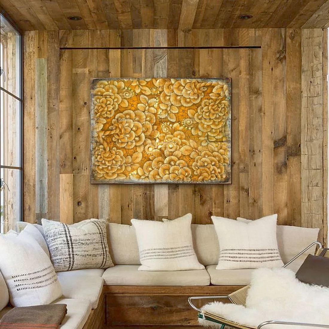 Amali Wooden Wall Art by G. DeBrekht - Floral Ornamental Décor - 95013B